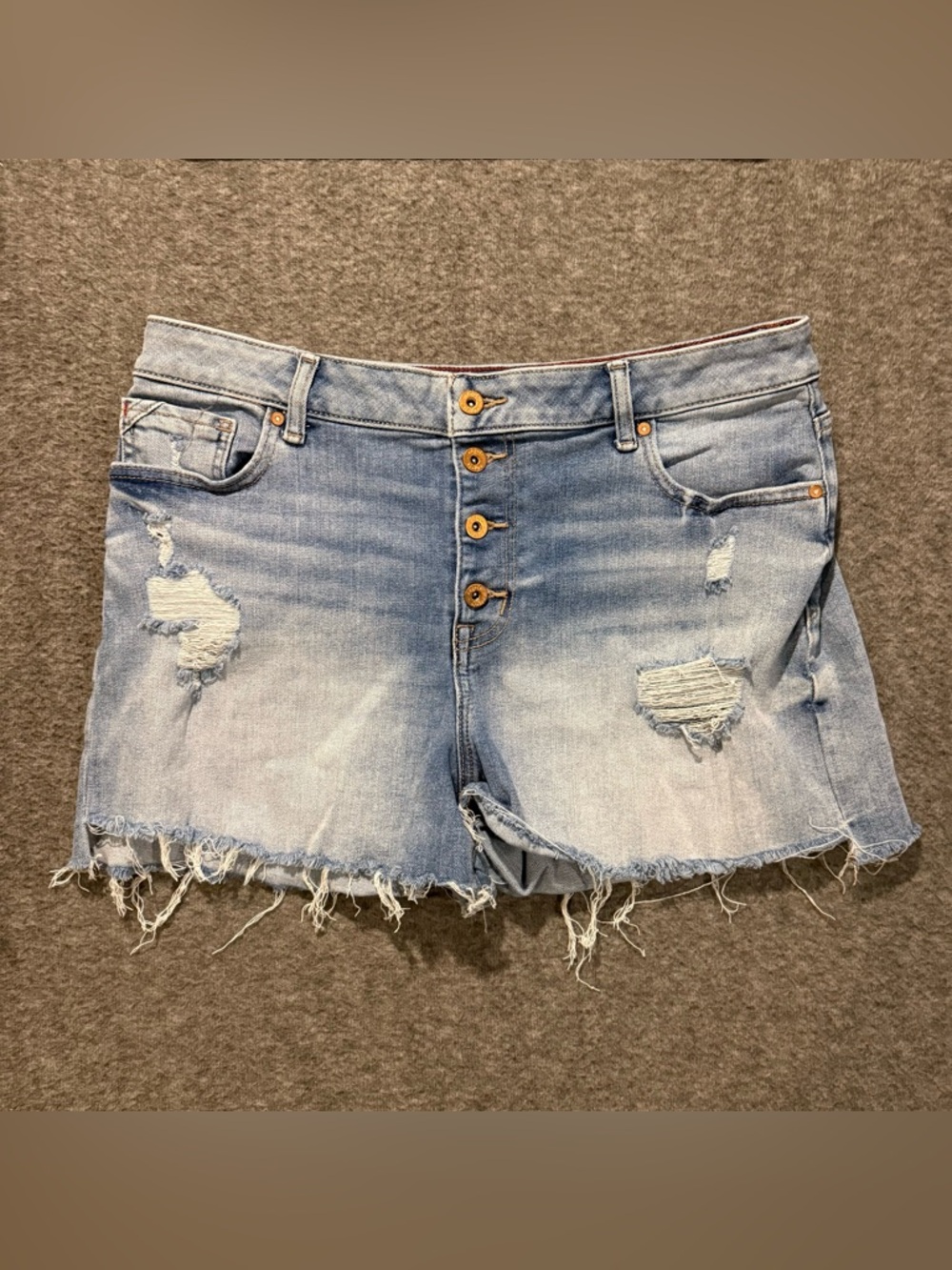 Edgely Jean Shorts Womens 16 blue distressed Short Cut Off 36 waist 2.5" inseam